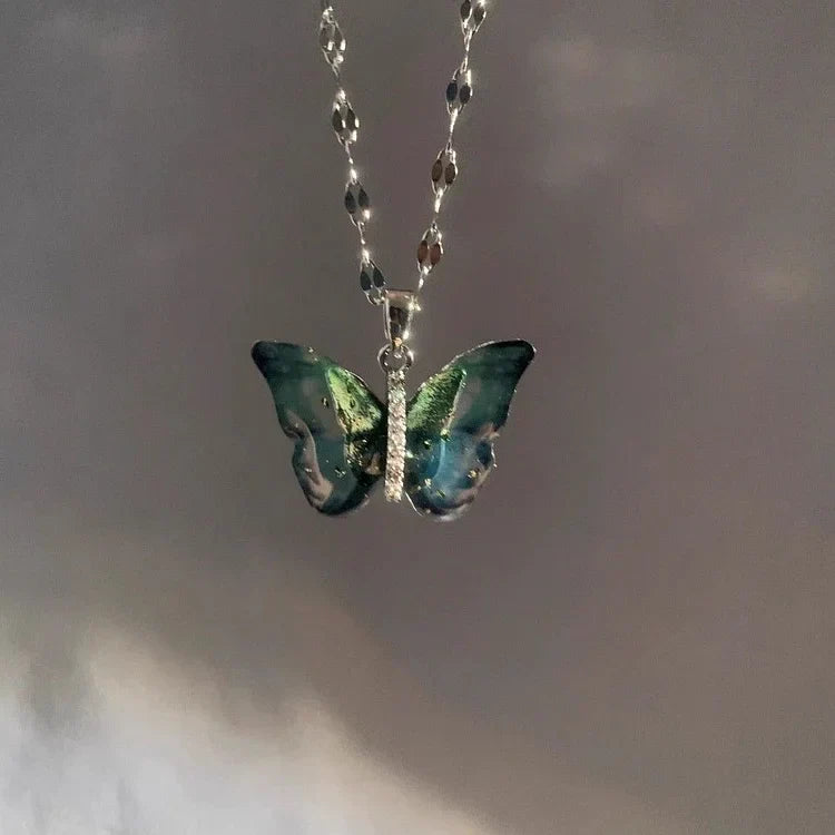 Elina - Collier papillon bleu en argent sterling