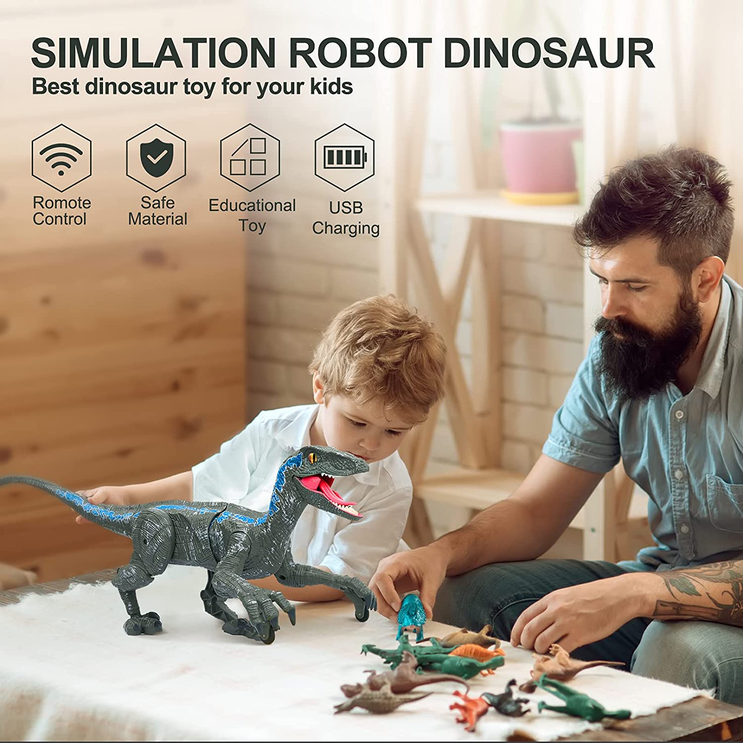 DinoMotion – Velociraptor Télécommandé Réaliste