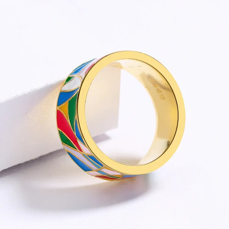 Nadia - Bague émail et zircone à l'élégance intemporelle