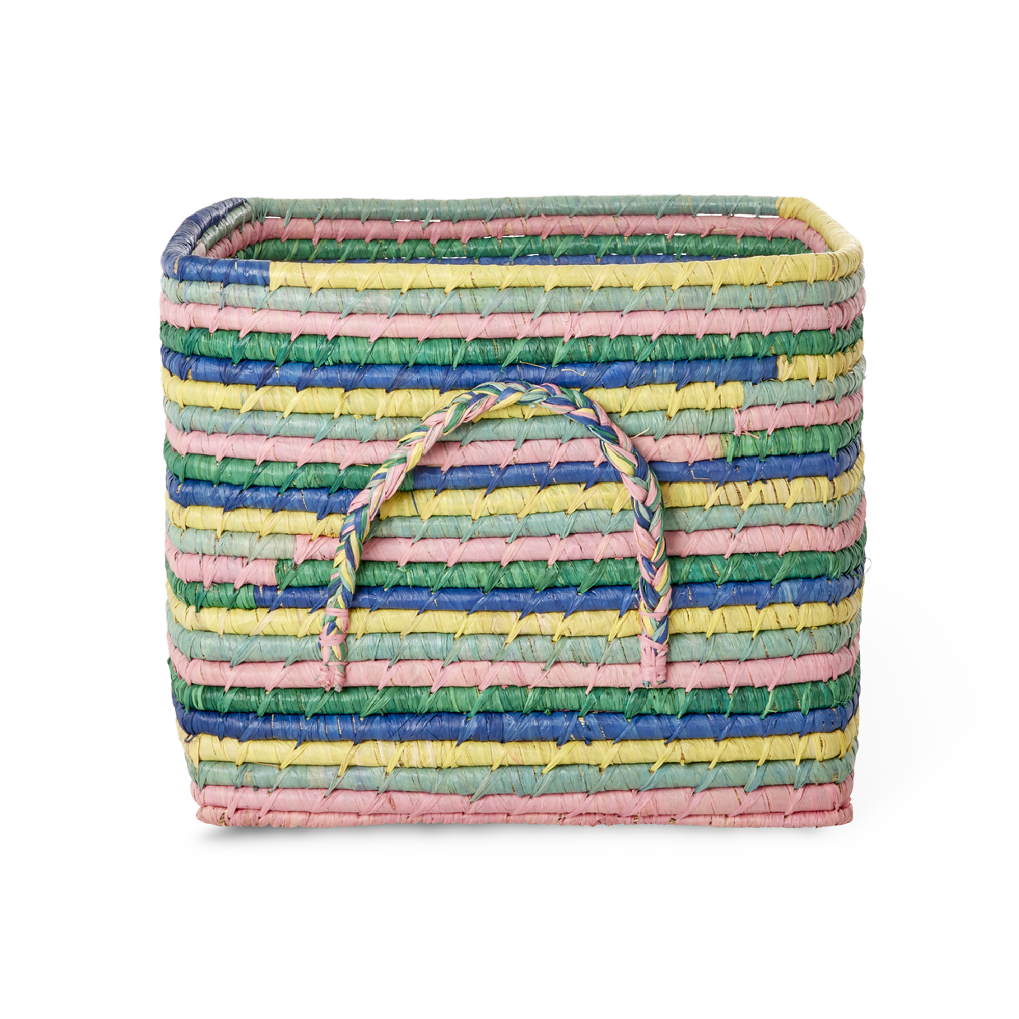 RaffiaCraft - Panier de Rangement Colore Fait Main en Raphia Naturel