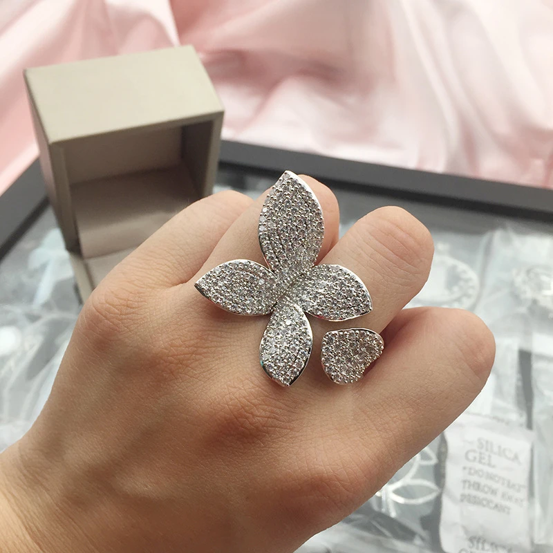 Bague Oversized Pétale de Fleur Argent 925 - Statement