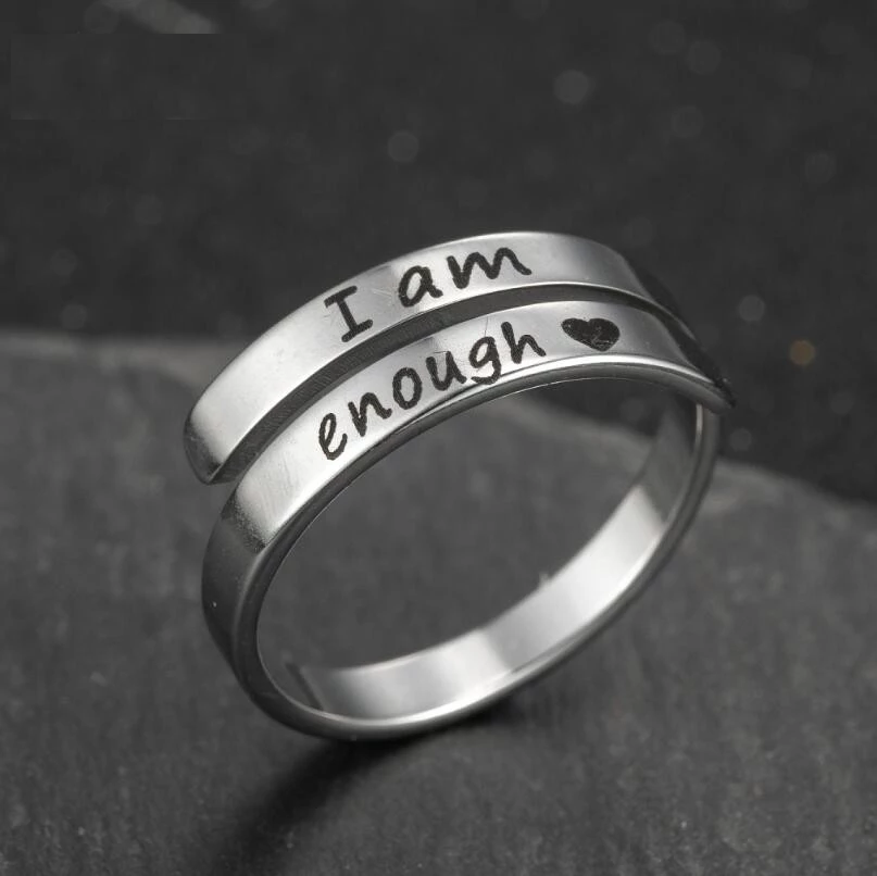 Bague argent "I Am Enough", confiance et force