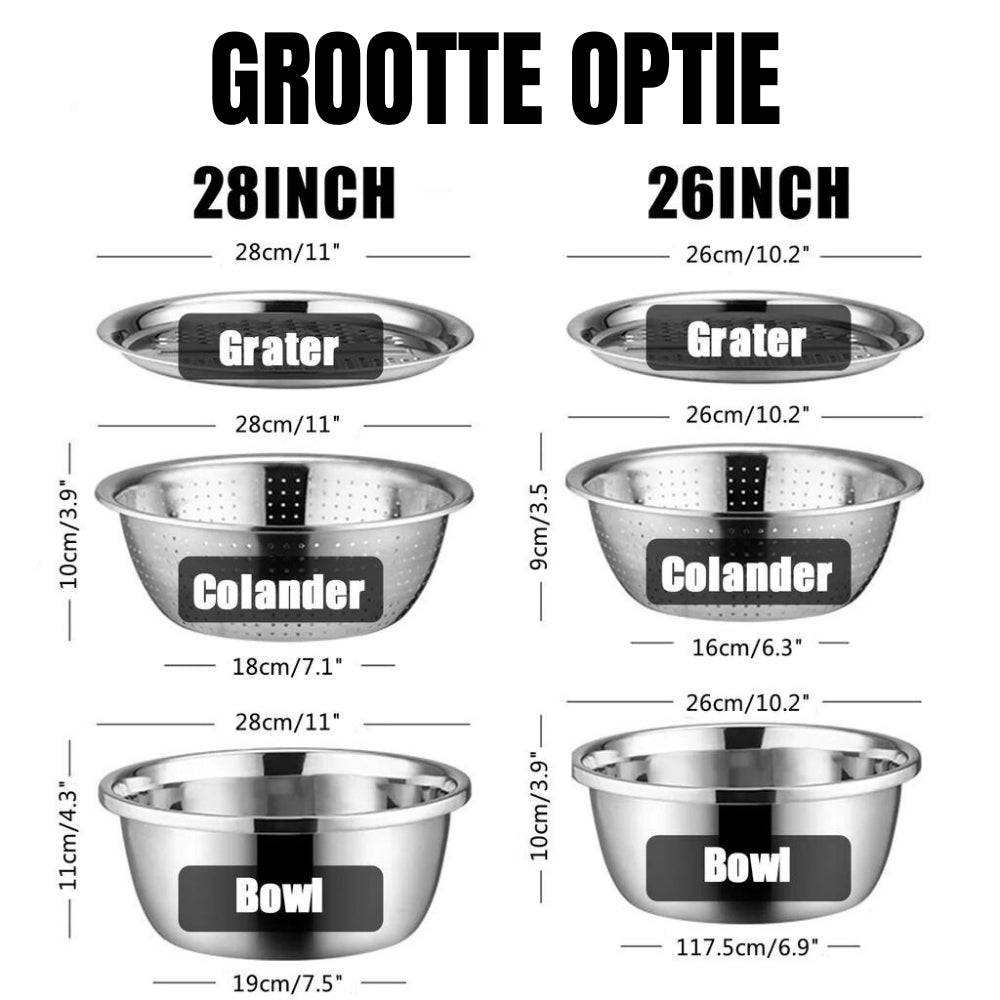 Master Chop - Râpe de Cuisine 3-en-1 en Acier Inoxydable