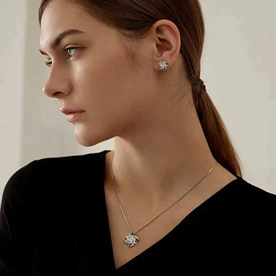 Parure Nœud d'Amour Collier et Boucles - Cadeau