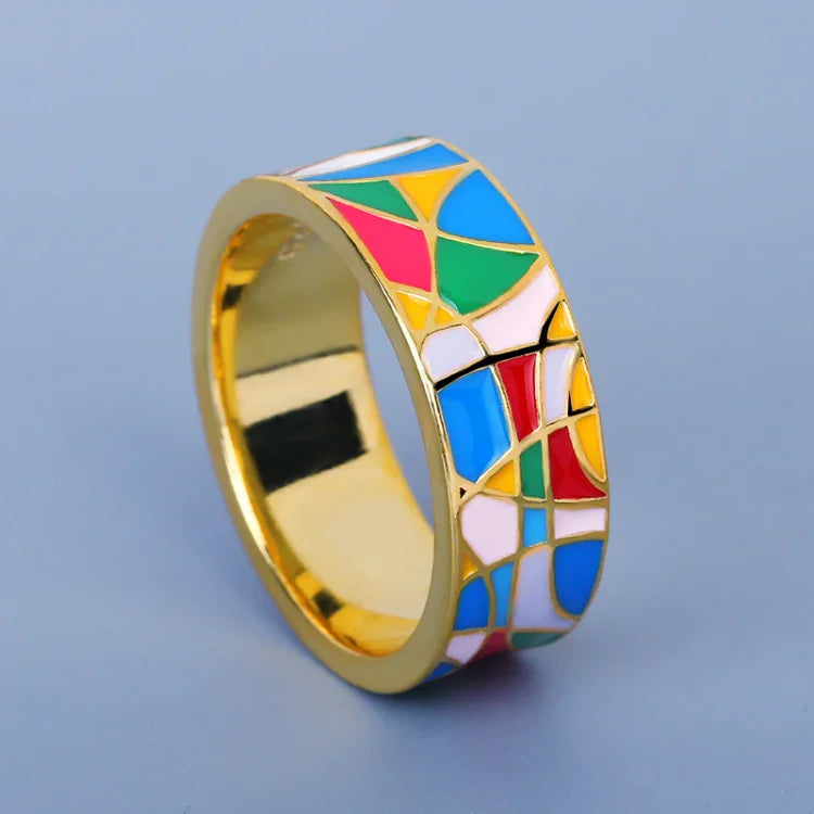 Nadia - Bague émail et zircone à l'élégance intemporelle