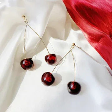 Fleur - Boucles d'oreilles cerises rouges fantaisie