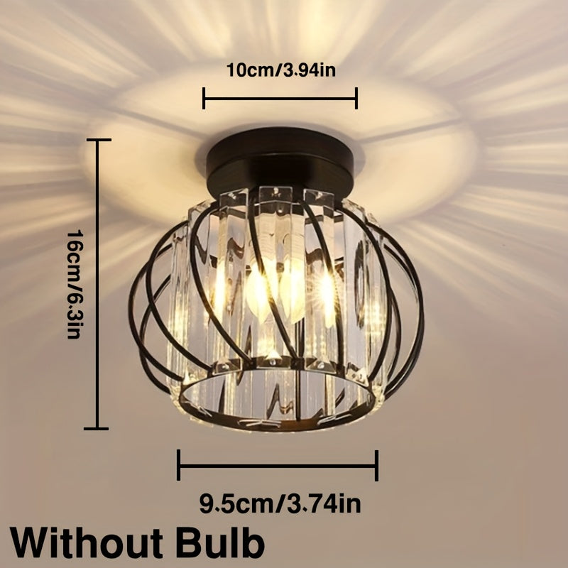 CrystalGlow - Lampe de Couloir en Cristal Noir et Or