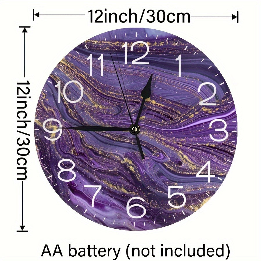 VioletGlow Clock - Horloge Murale Abstraite Violette a Accents Dores