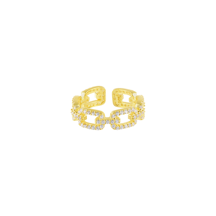 Marina - Bague maillons zircone dorée élégante