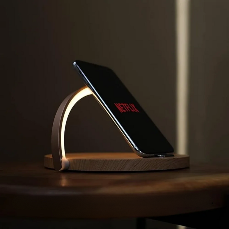 PowerGlow - Chargeur sans fil 15W avec lampe de bureau intégrée