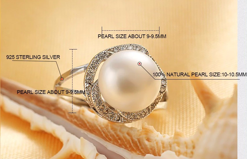 Bague Perle Naturelle Réglable - Eau Douce 10mm