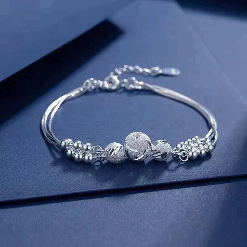 Bracelet Argent Perles Élégant Réglable - S925
