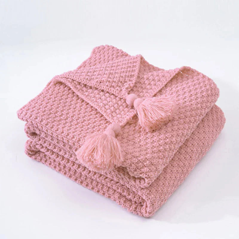 NordicCozy - Couverture en laine tissée à la main avec franges