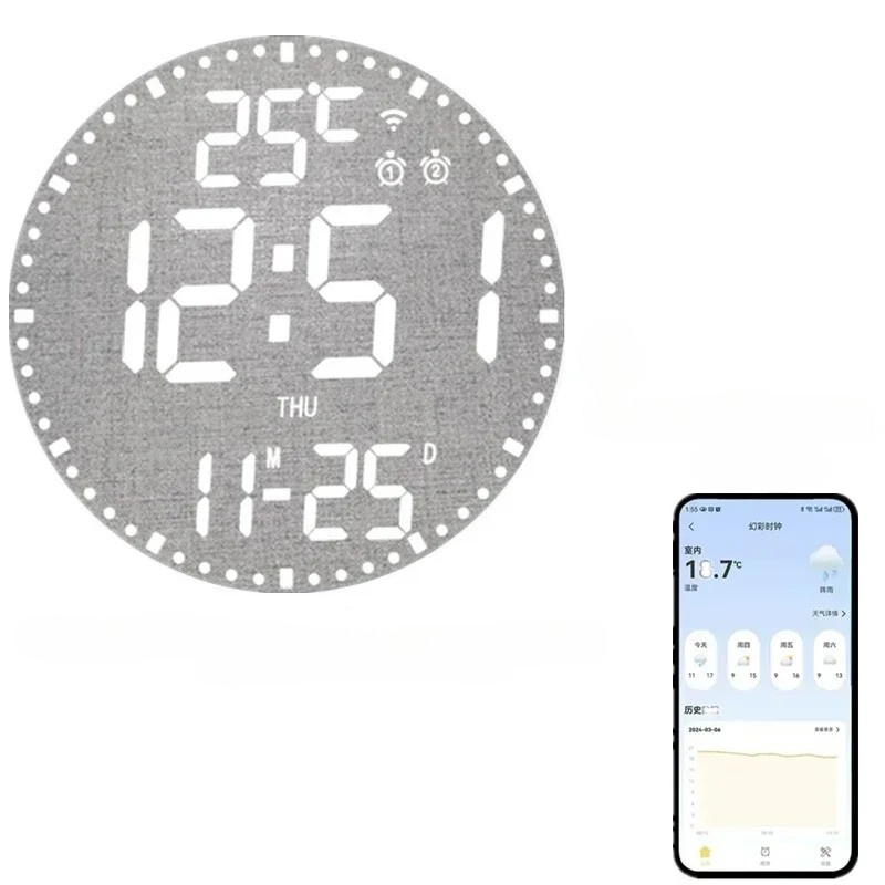 WiFiTime Clock - Horloge Murale LED Connectée avec Calendrier