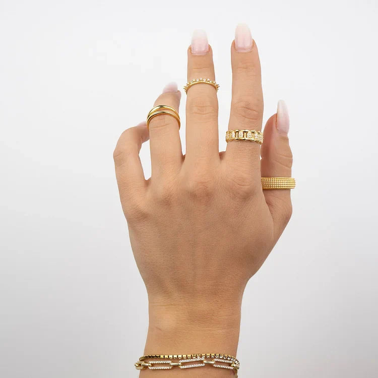 Aluna - Bague double anneau en or et argent minimaliste