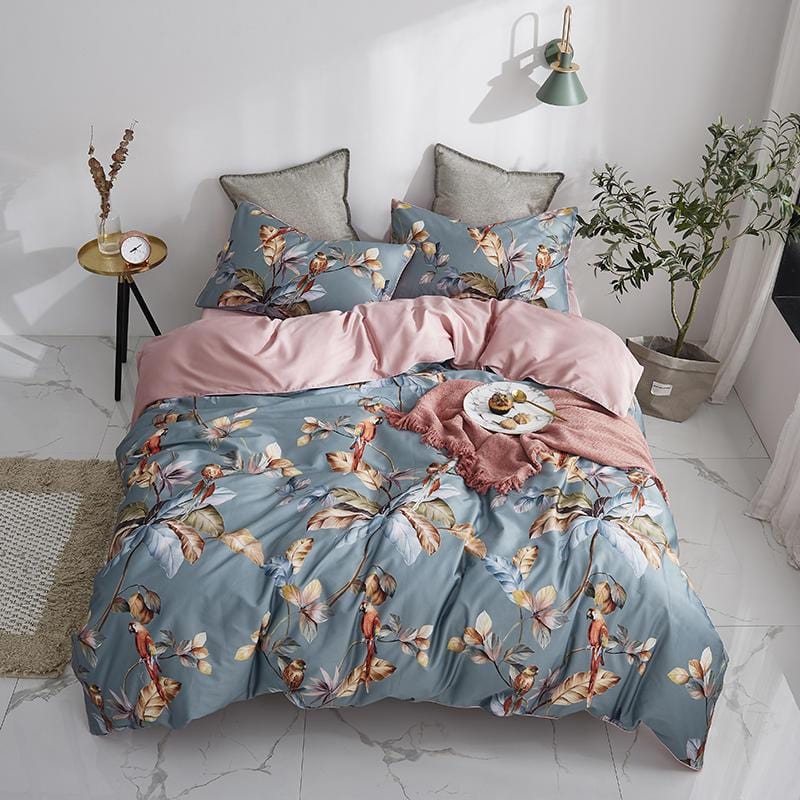 Blue-Gray Infinity - Parure de Housse de Couette de Luxe en Coton Égyptien