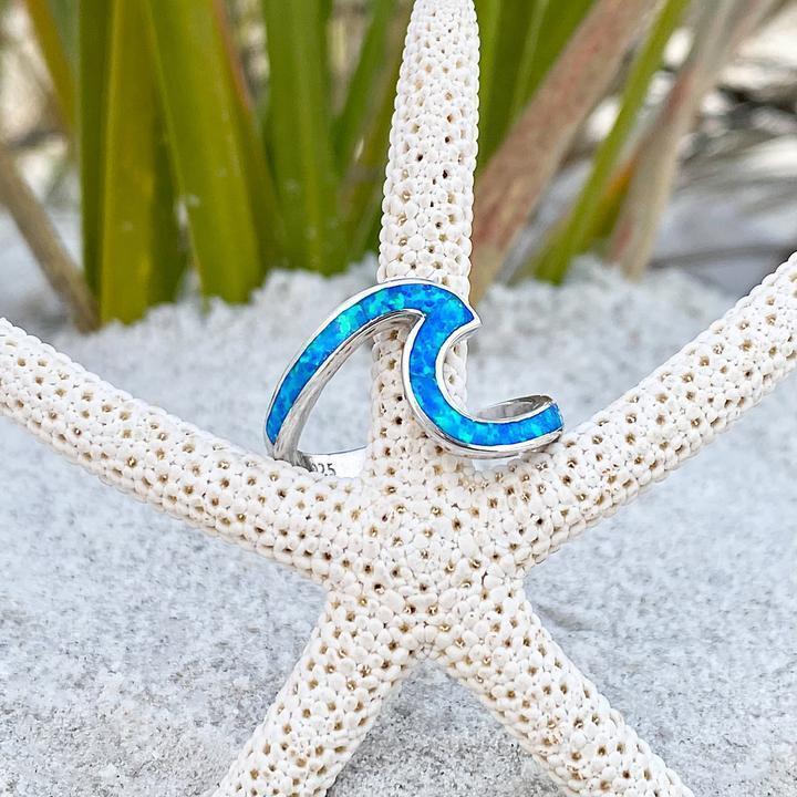 Ondina - Bague vague de mer en argent