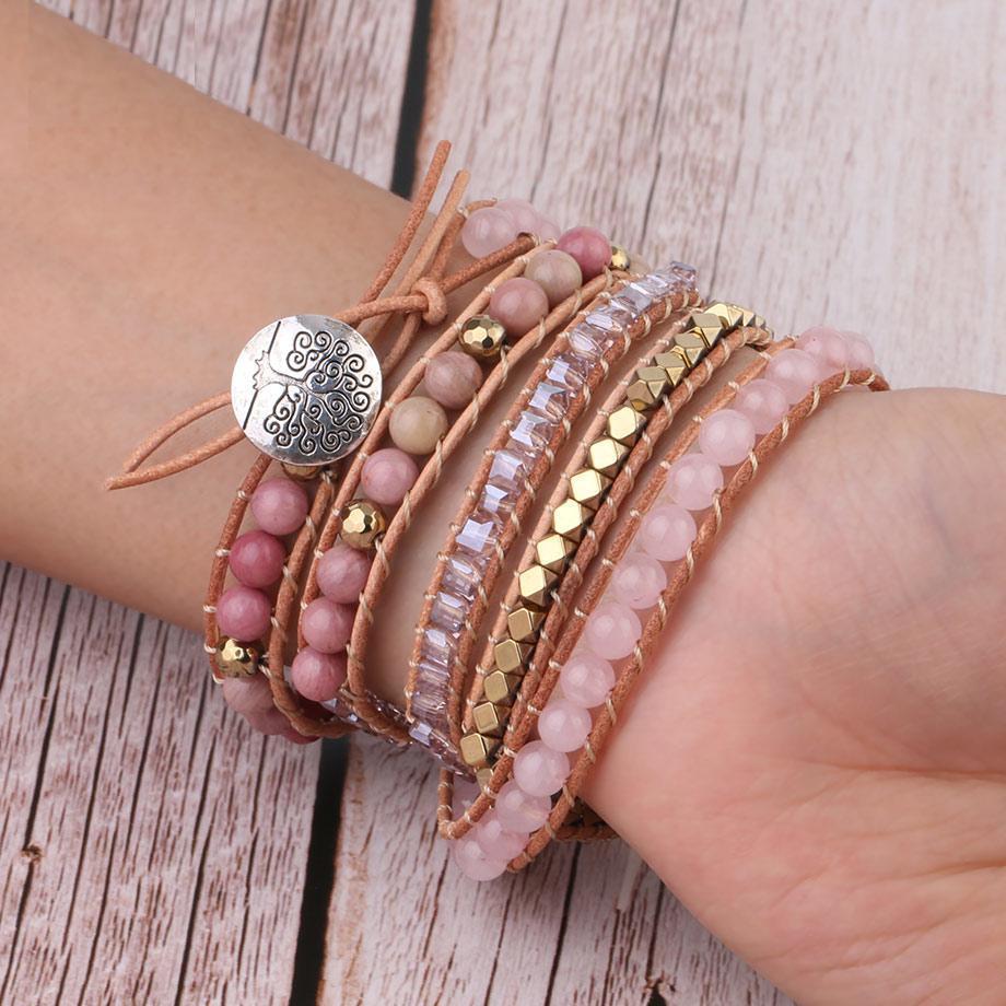 Amoria Bracelet – Bracelet Quartz Rose Doré Élégant