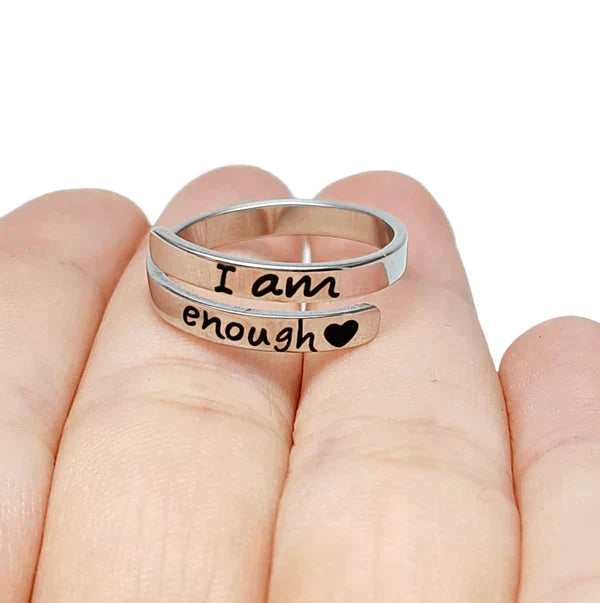 Bague argent "I Am Enough", confiance et force