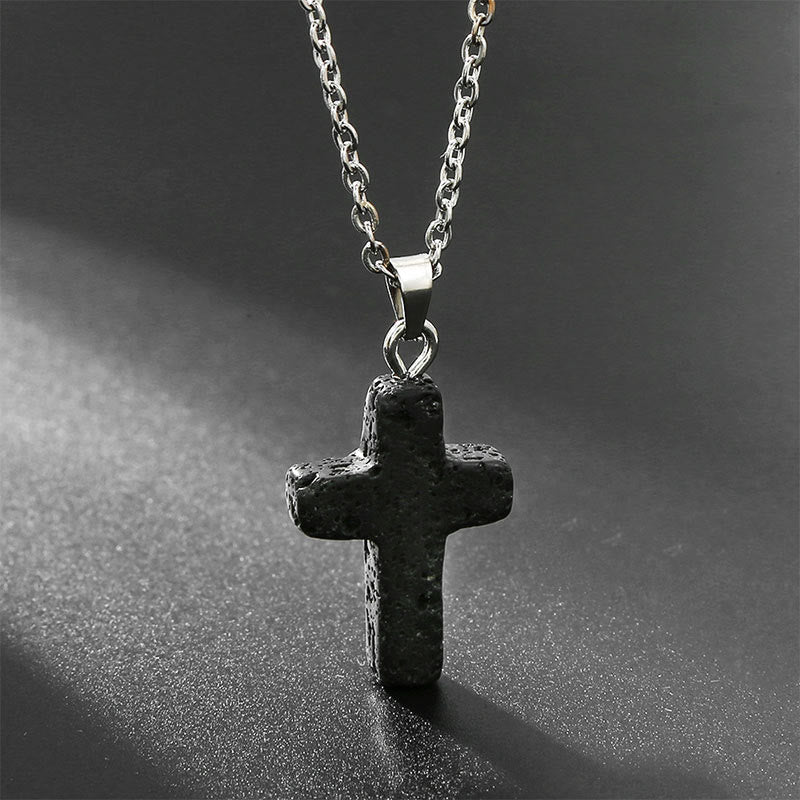 Seraphina - Collier croix en pierres précieuses naturelles