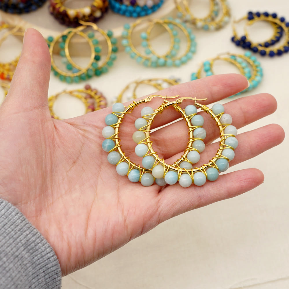 Sanne - Grandes créoles boho en cristaux naturels