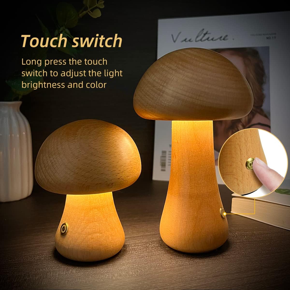 GlowShroom - Veilleuse Champignon LED en Bois