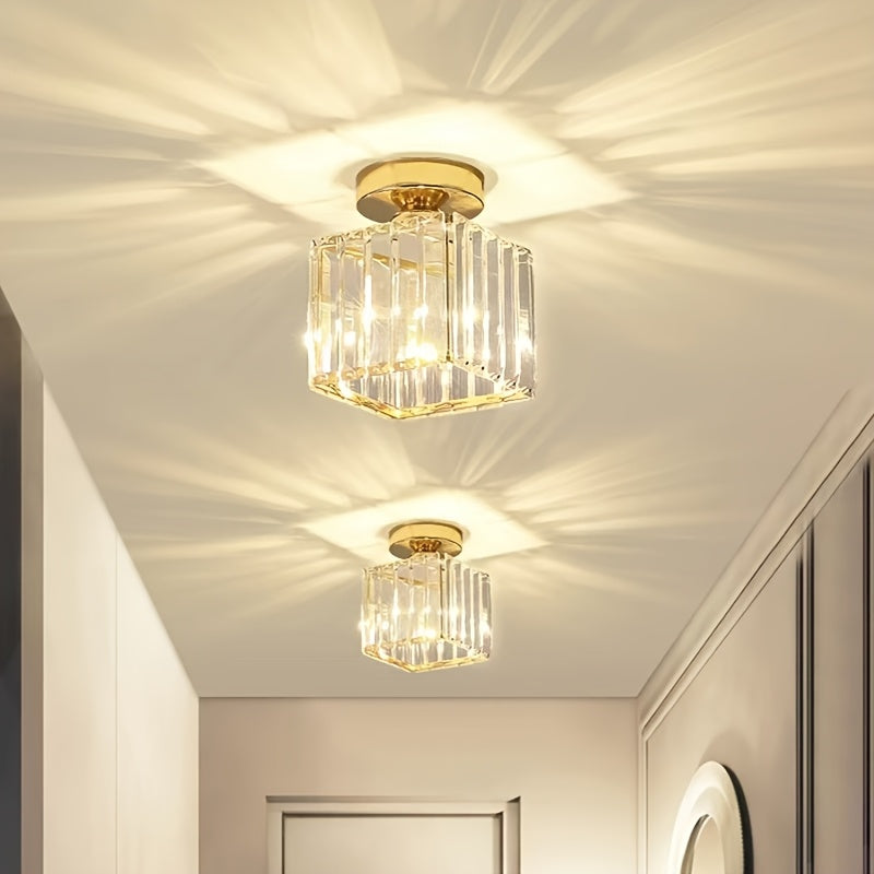 CrystalLuxe - Plafonnier LED noir et or avec cristaux elegants