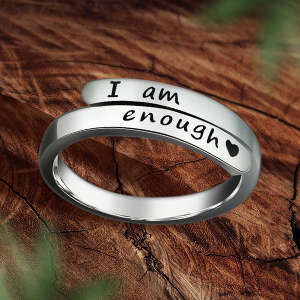 Bague argent "I Am Enough", confiance et force