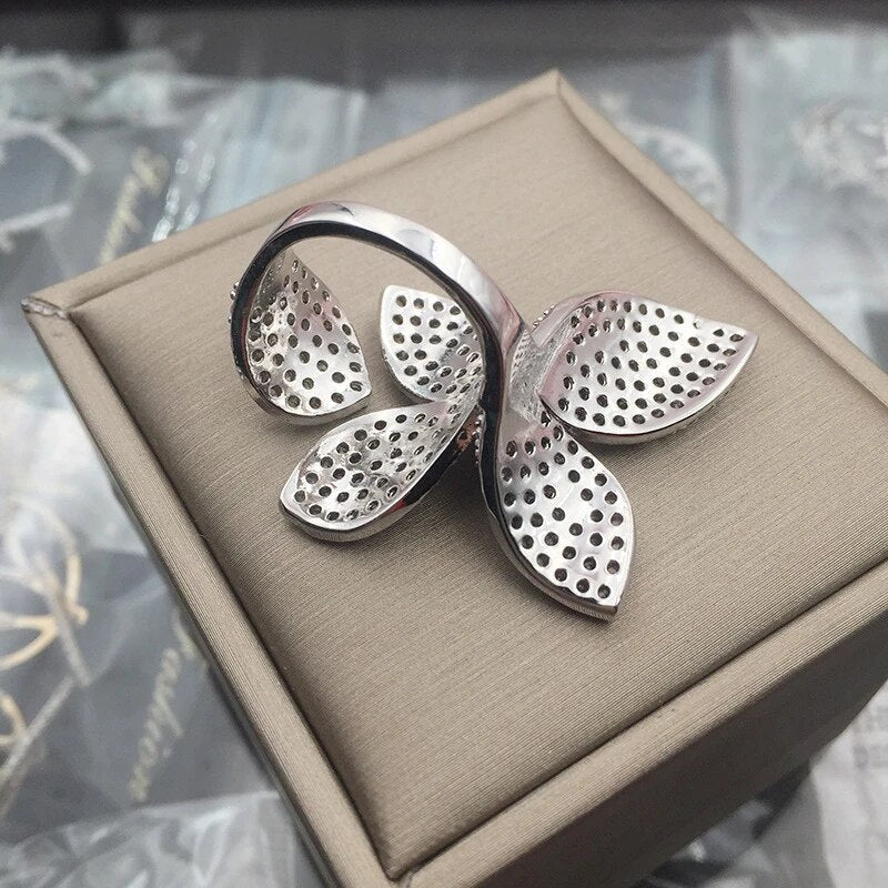 Bague Oversized Pétale de Fleur Argent 925 - Statement