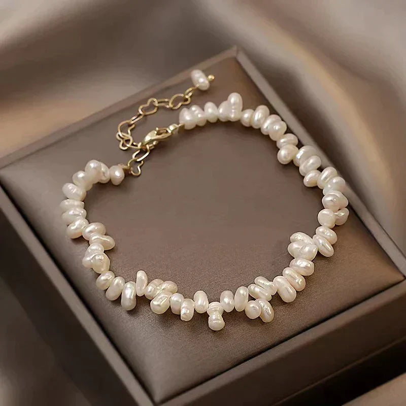 Bracelet Perles d'Eau Douce Élégant Réglable - 18K Doré