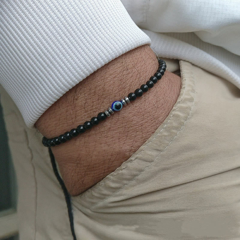 Thor - Bracelet mauvais œil en pierres naturelles 4mm pour homme