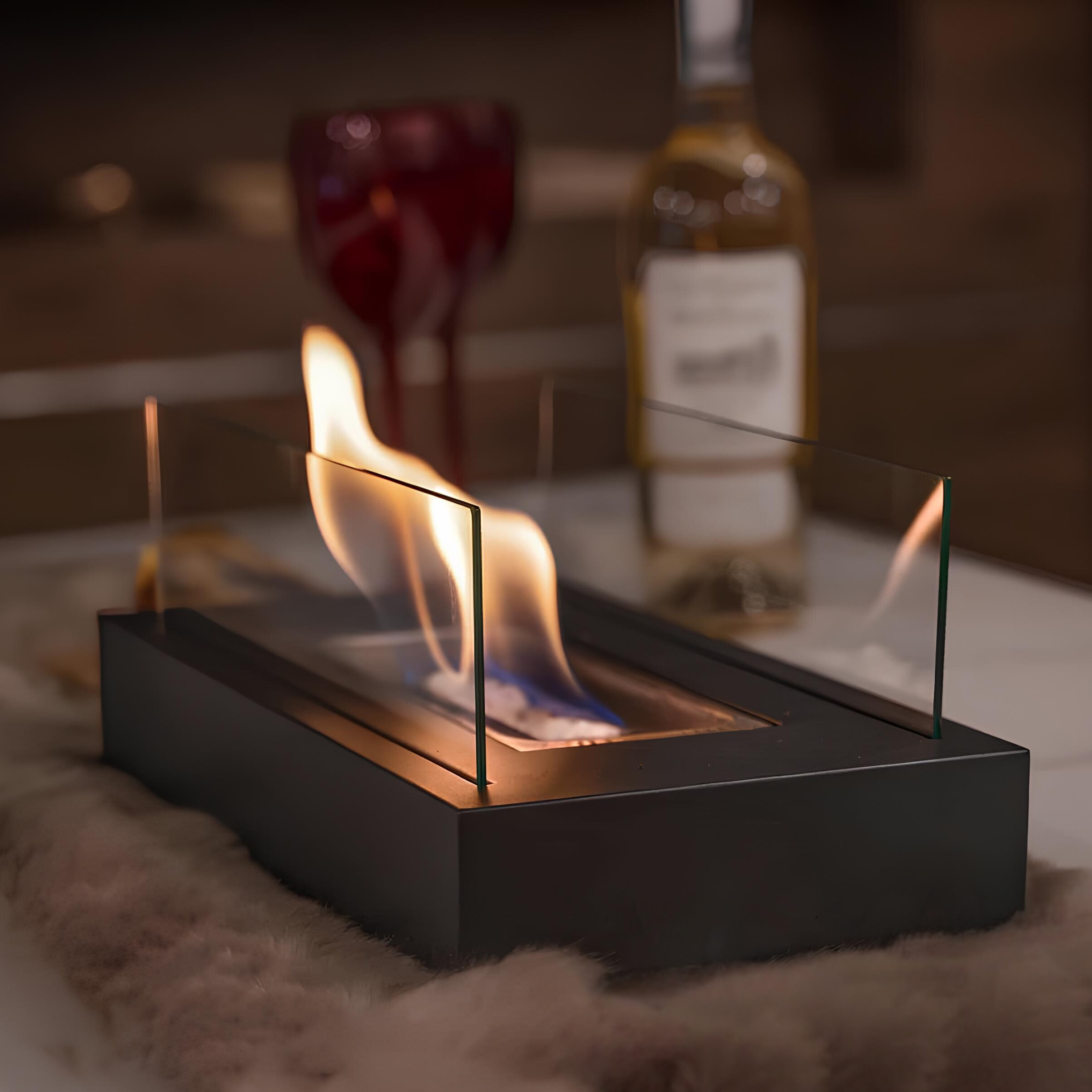 FireGlow - Cheminée de Table au Bioéthanol pour Intérieur et Extérieur