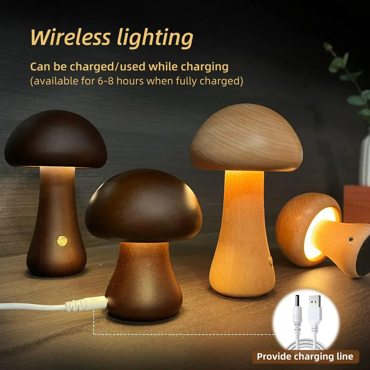 GlowShroom - Veilleuse Champignon LED en Bois