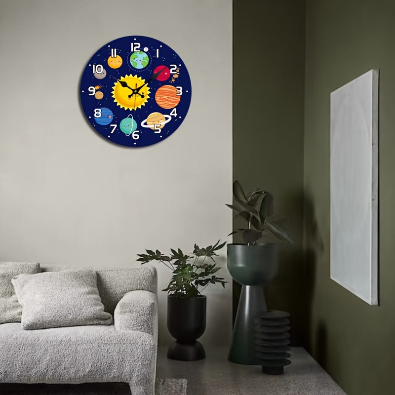 CosmicTime Clock - Horloge Murale Systeme Solaire Rustique et Silencieuse
