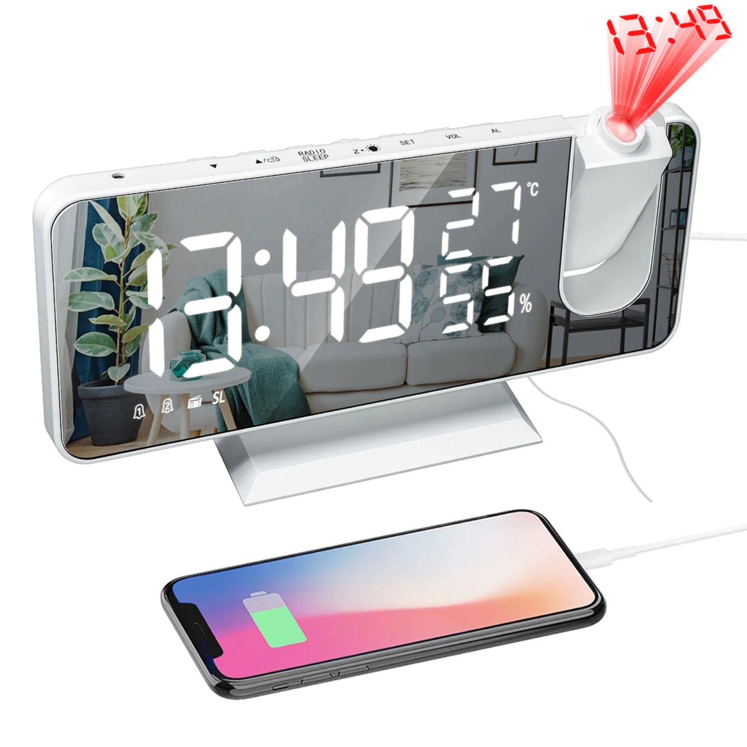 Astronatic Horloge - Écran LED Projecteur 180°