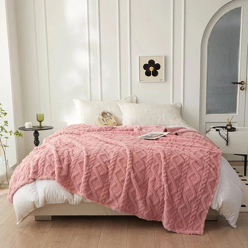 CozyLuxe - Couverture Laine d'Agneau Luxe Chambre