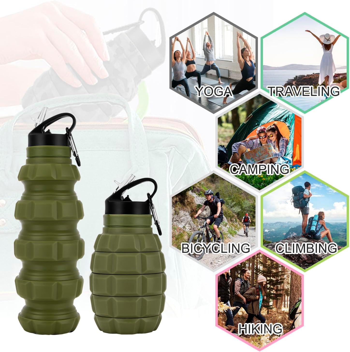 FlexiBottle - Gourde de Voyage Pliable Durable 575ml
