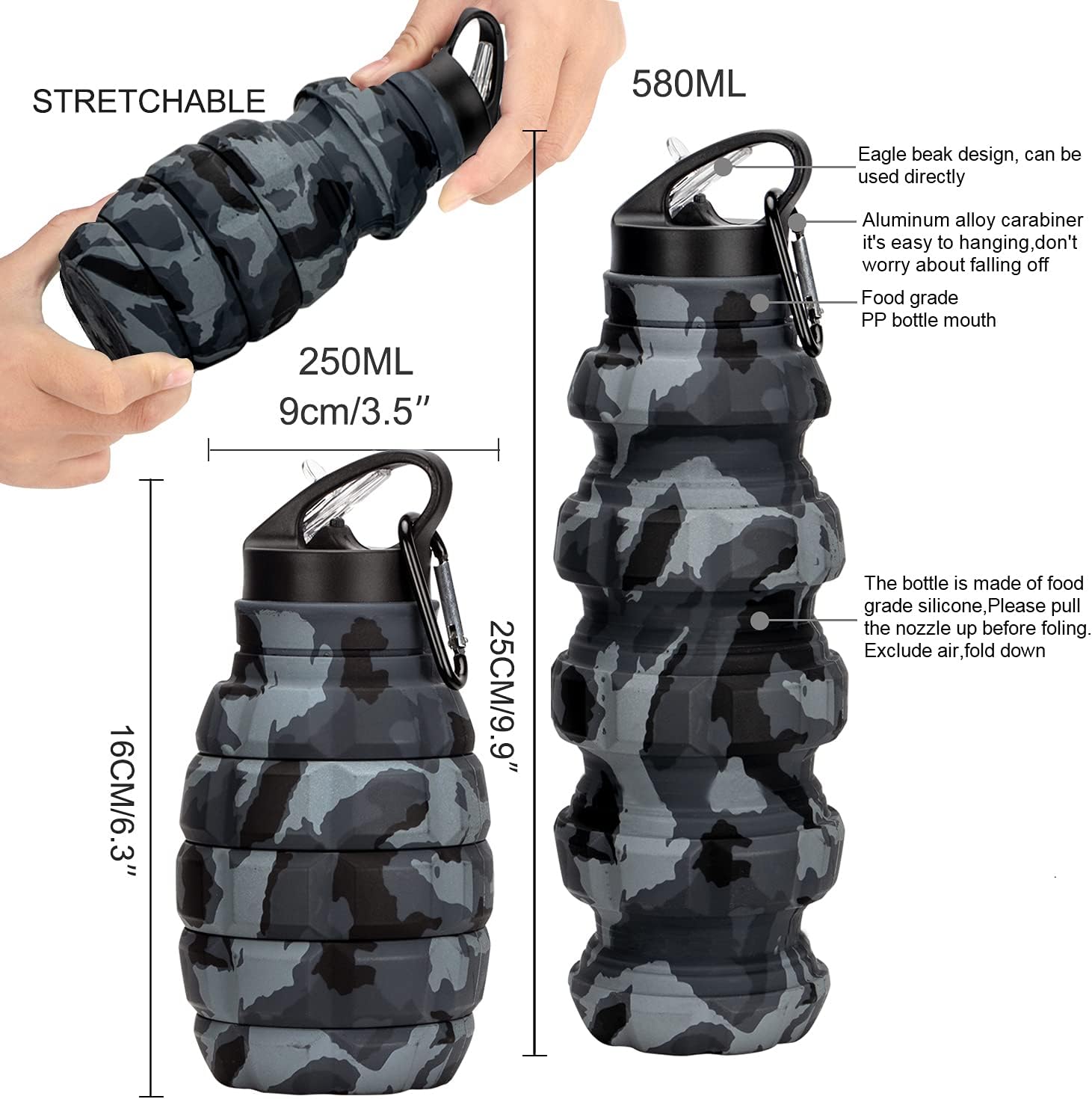FlexiBottle - Gourde de Voyage Pliable Durable 575ml
