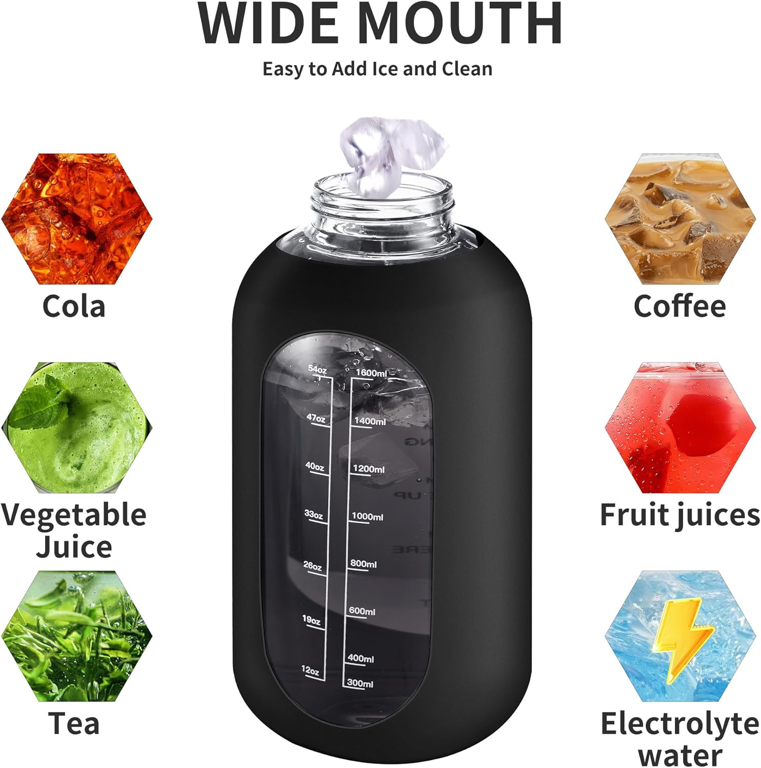 HydroGlow - Gourde Verre Motivation 900ml avec Paille