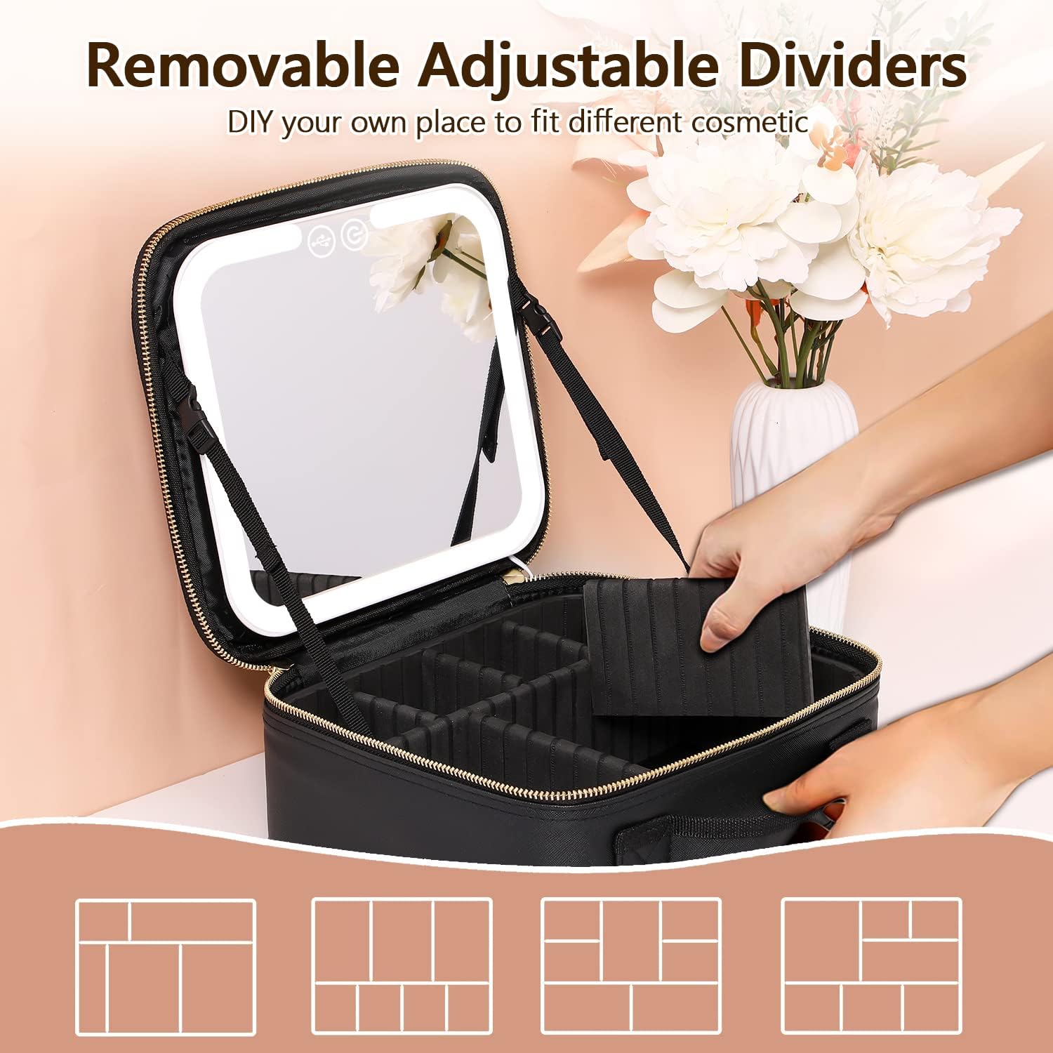 TravelGlow - Organisateur Maquillage Luxe avec Miroir