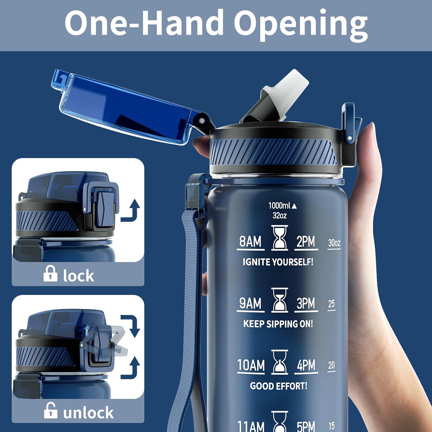 HydraFlow – Gourde Sport Motivante avec Paille