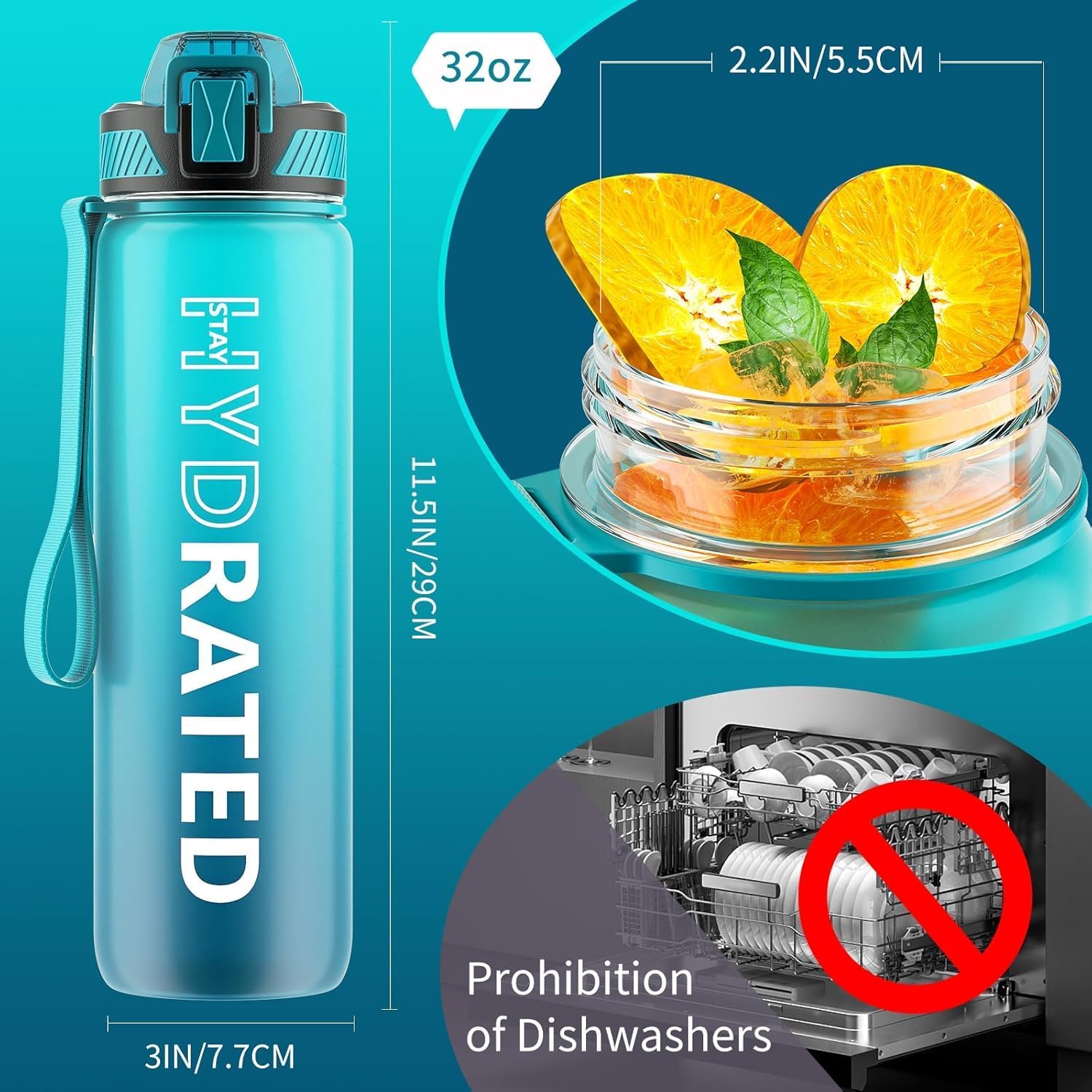 HydraFlow – Gourde Sport Motivante avec Paille