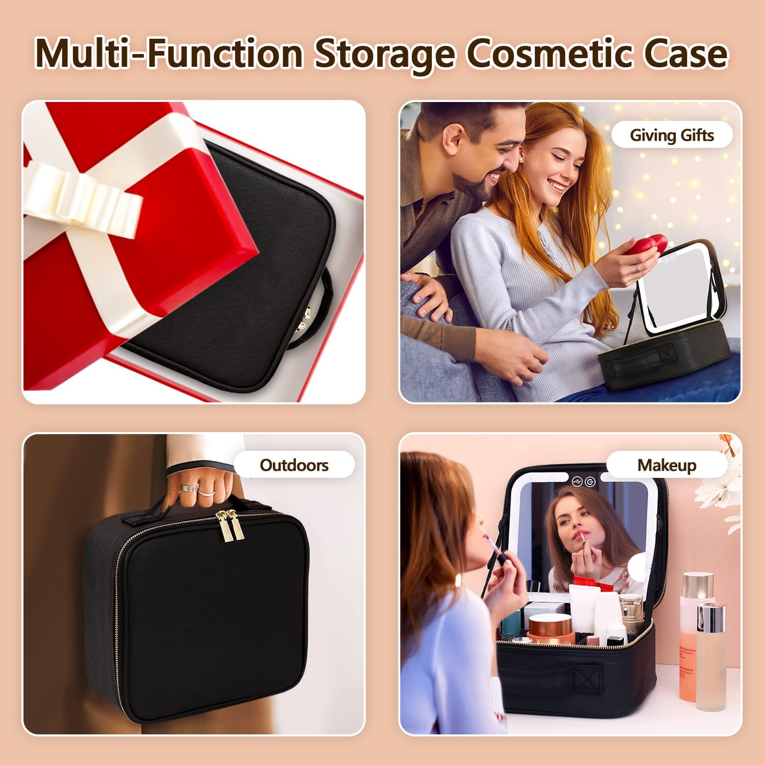TravelGlow - Organisateur Maquillage Luxe avec Miroir