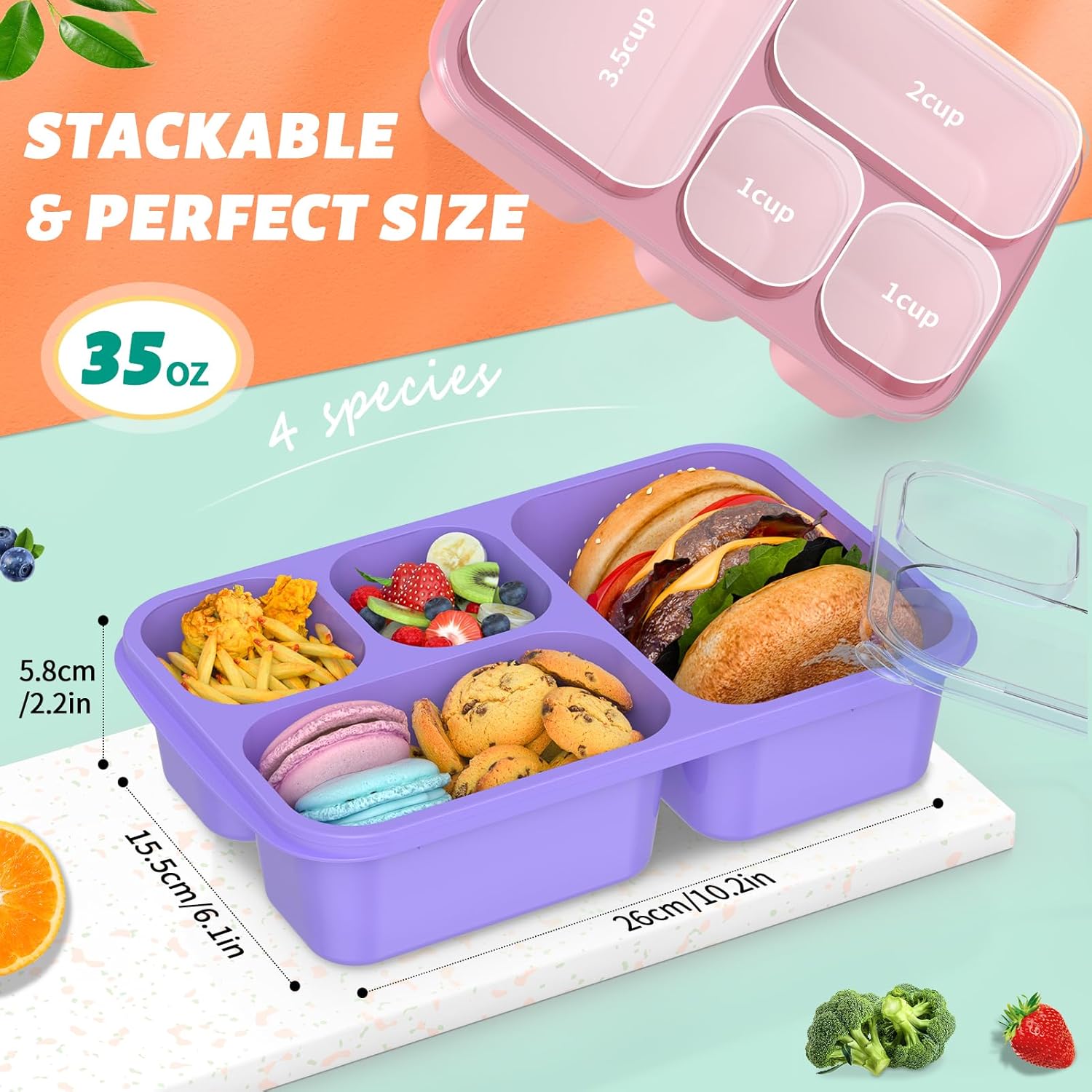 BentoBox - Set Contenants Repas Stylés 4 Pièces