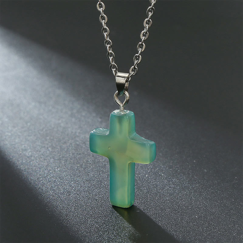 Seraphina - Collier croix en pierres précieuses naturelles