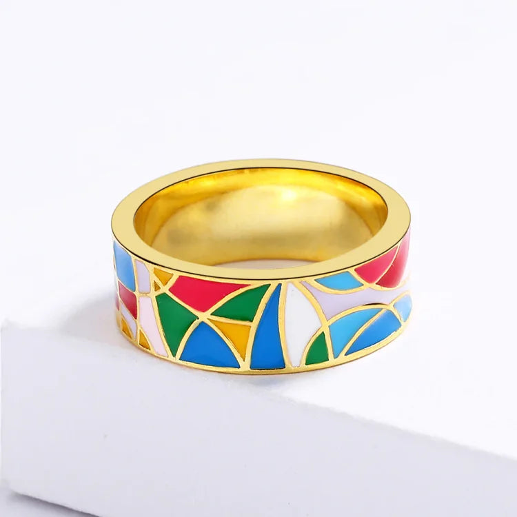 Nadia - Bague émail et zircone à l'élégance intemporelle