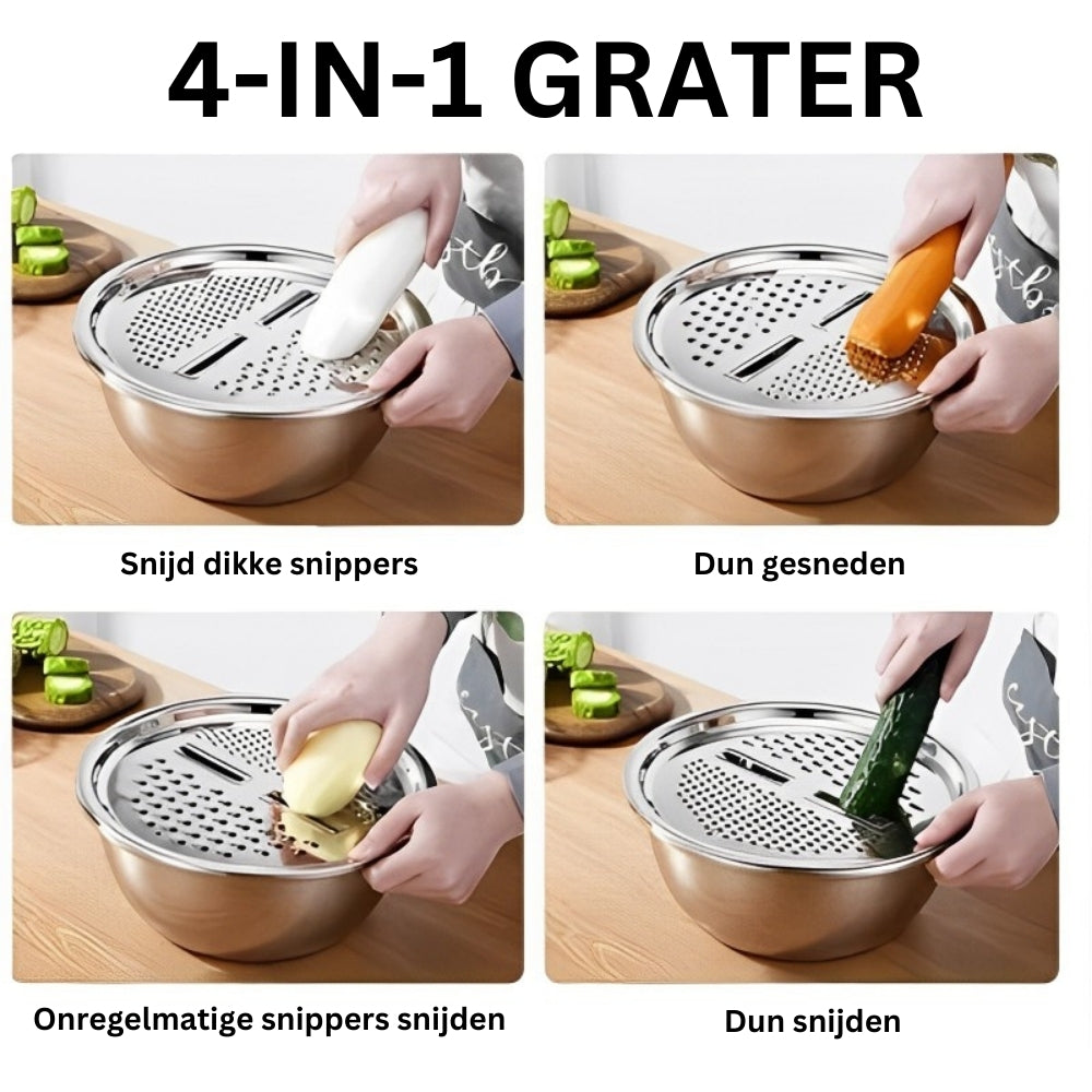 Master Chop - Râpe de Cuisine 3-en-1 en Acier Inoxydable