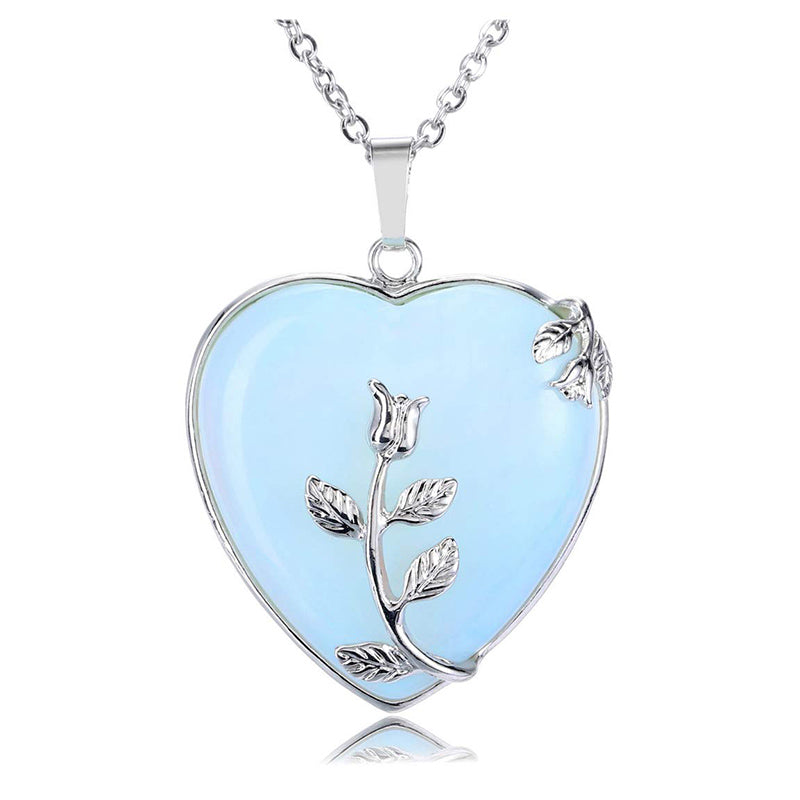 Amara - Collier pendentif cœur en quartz rose