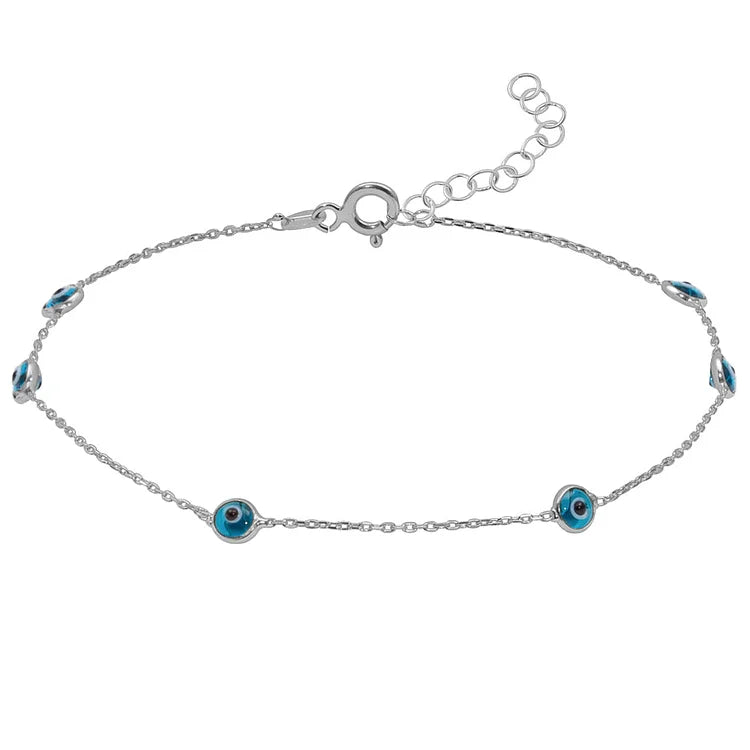 Zahira - Bracelet de cheville mauvais œil multicolore
