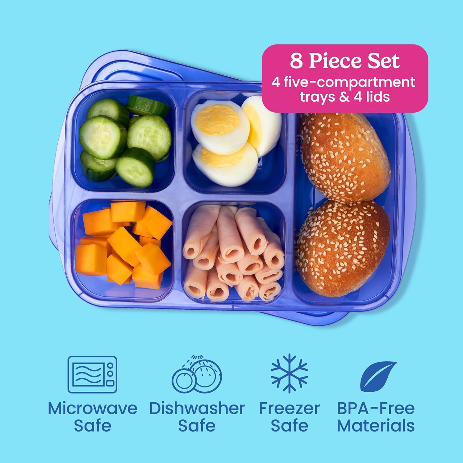 EcoStore - Boîtes Rangement 5 Compartiments Set 8